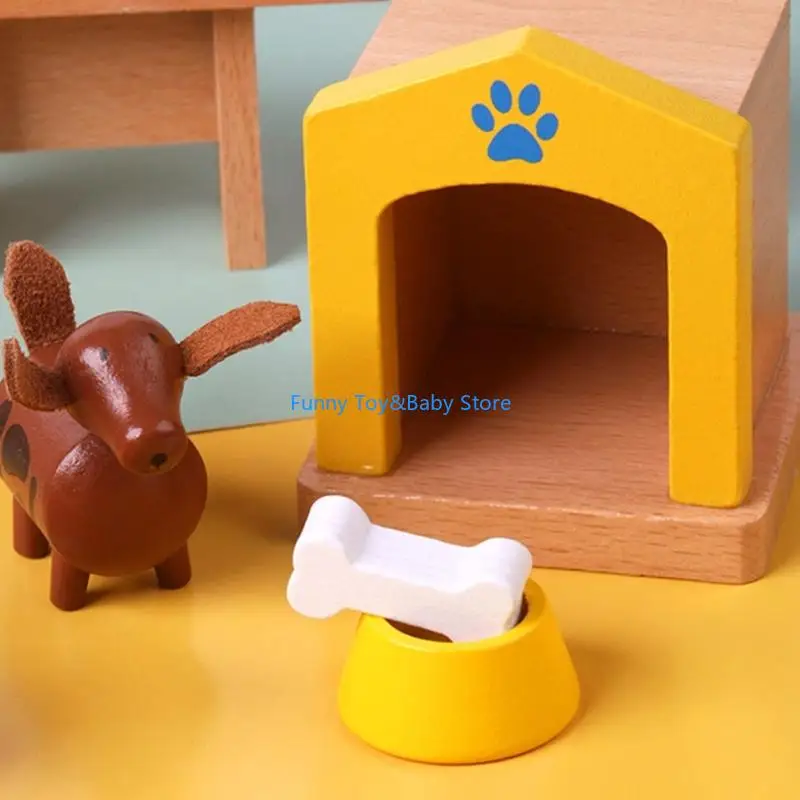 أطفال التظاهر اللعب أثاث خشبي Mniature مجموعة غرفة نوم المطبخ الحمام المشهد اكسسوارات للطفل لعب الأدوار لعبة C90B #2