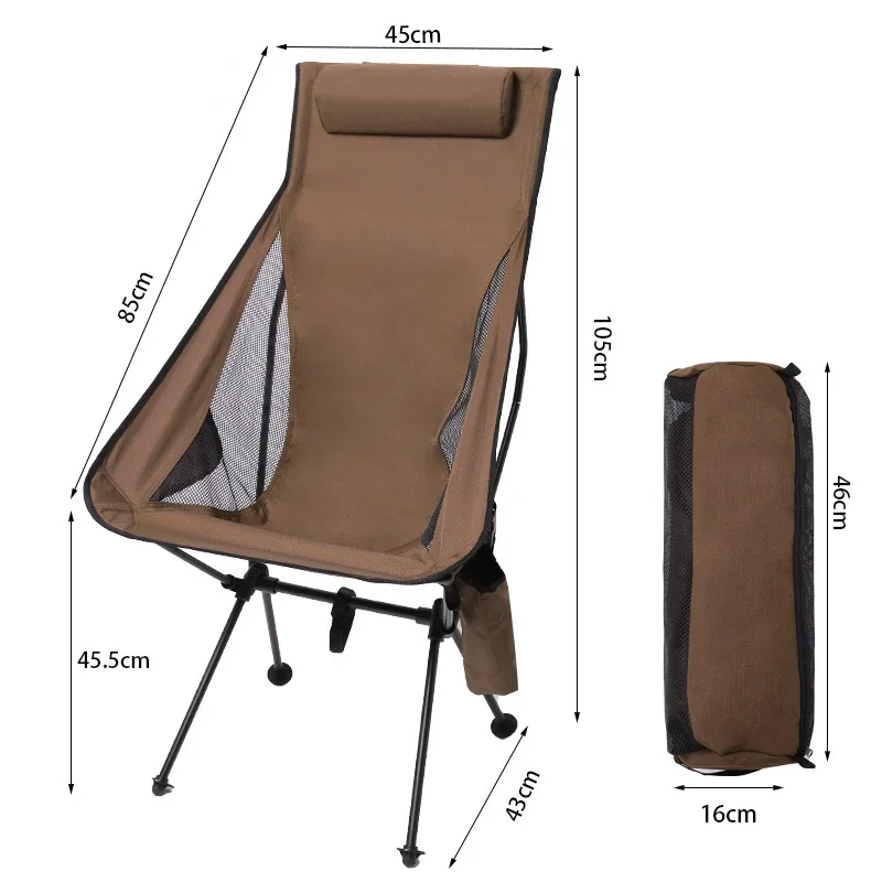 Lounge Chair Outdoor Folding Chair Fishing Chair Cup Bag with Cushion Available in Three Colors Folding Stool  Camping Chair image 3