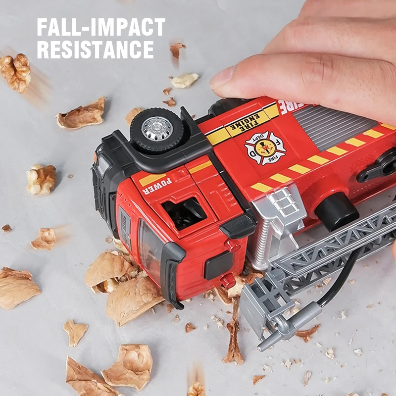 Diecast Fire Truck Alloy Firefighter Water Spray Sprinkler Toy Simulation Truck with Light Music Rescue Engine Christmas Gift