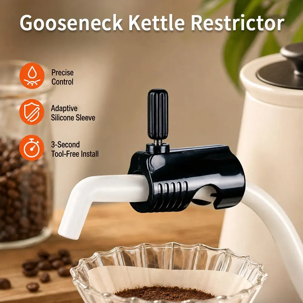 2025 Coffee & Tea Tools Pour Over Coffee Kettle Drip-Spout Silicone Coffee Kettle Water Control Valve Kitchen Gadgets