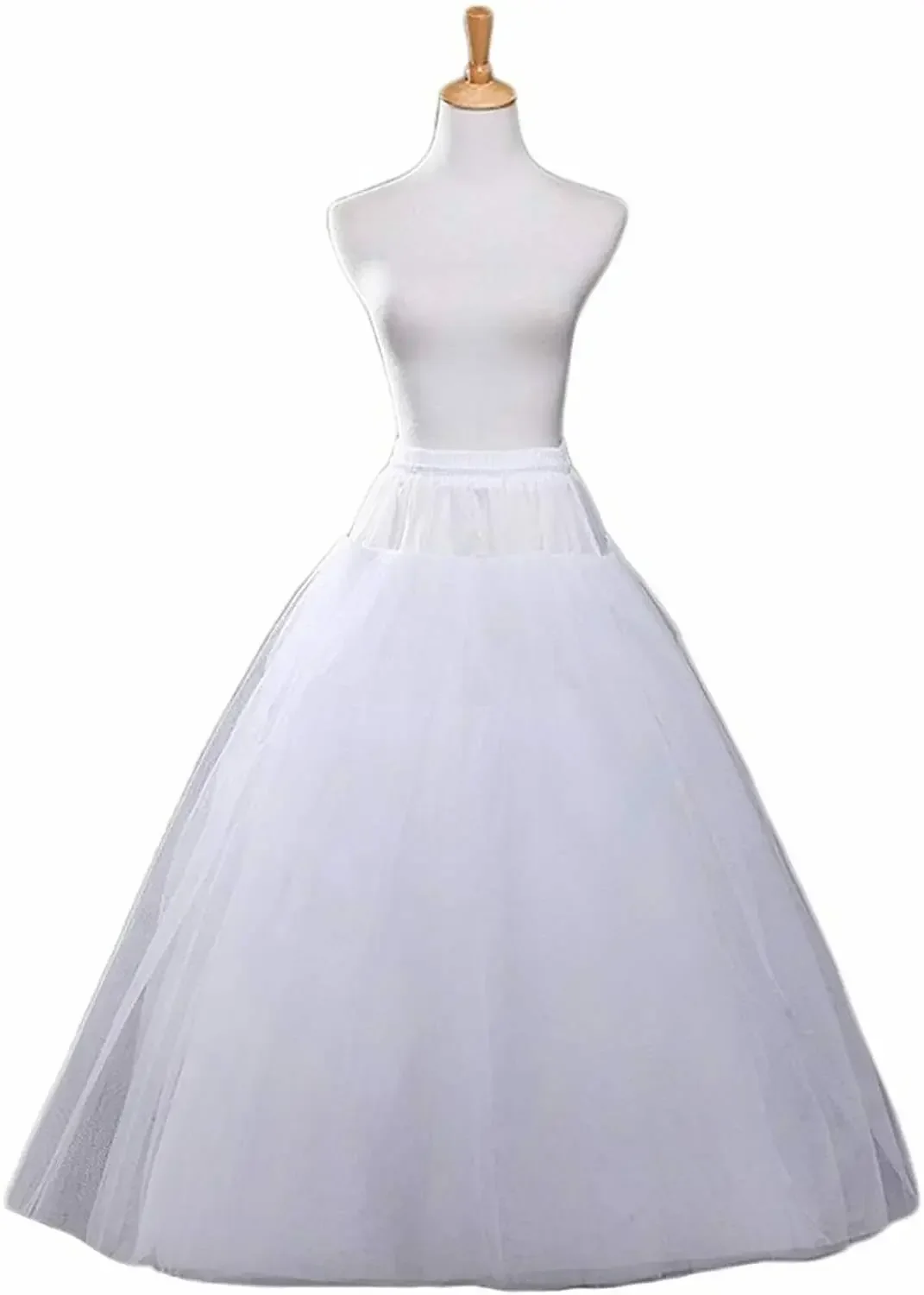 

White 3-Layers Tulle Hoopless Wedding Dress Underskirt Petticoat