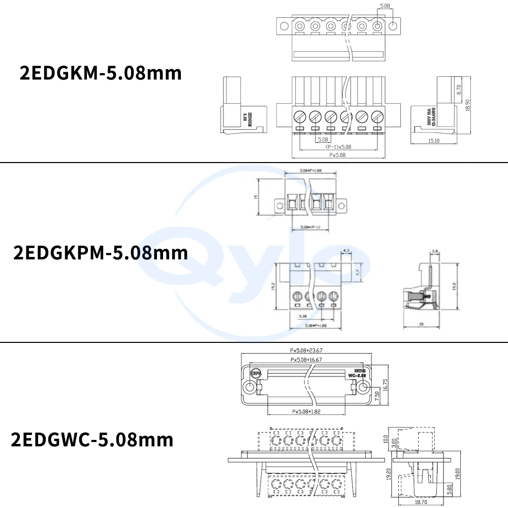(1 Set) KF 2EDGWC 2EDGKM 2EDGKPM - 5.08MM Solderless Push-in Terminal with Flange Mounting Panel Wall-mounting 15EDGWC 5.08