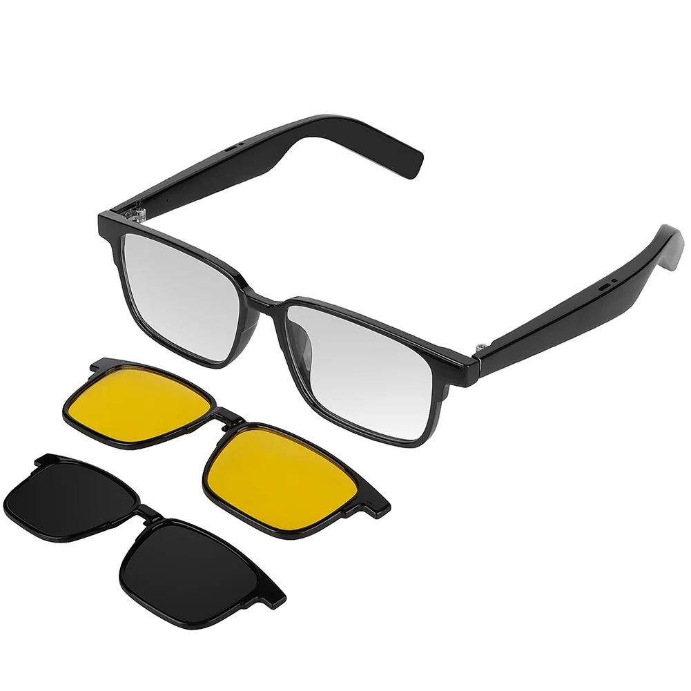 

Smart AI Wireless Translation Glasses With 2 Sets Detachable Sunglasses Lenses Real-time Glasses Translator Replaceable Lens