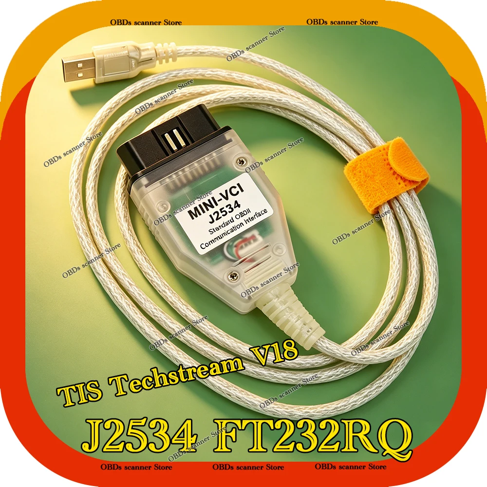 MINI VCI for TOYOTA TIS Techstream V18.00.008 FT232RQ Better mini vci J2534 OBD 2 OBD2 Scanner Car Diagnostics Cable Auto Tool