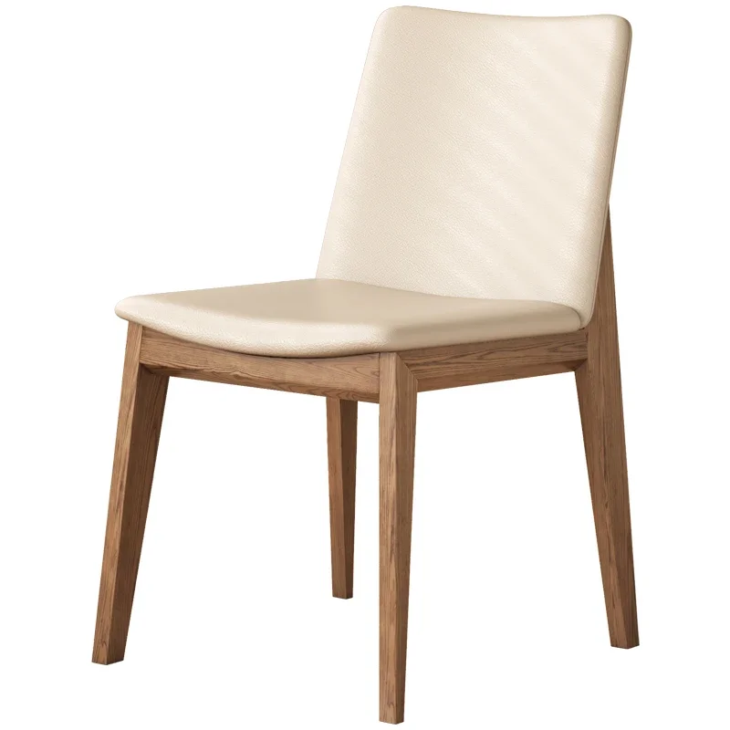 Sedia da pranzo in legno massello di legno massello di cera bianca nordica Sedia da pranzo moderna semplice per la casa con schienale morbido Muebles De Cocina