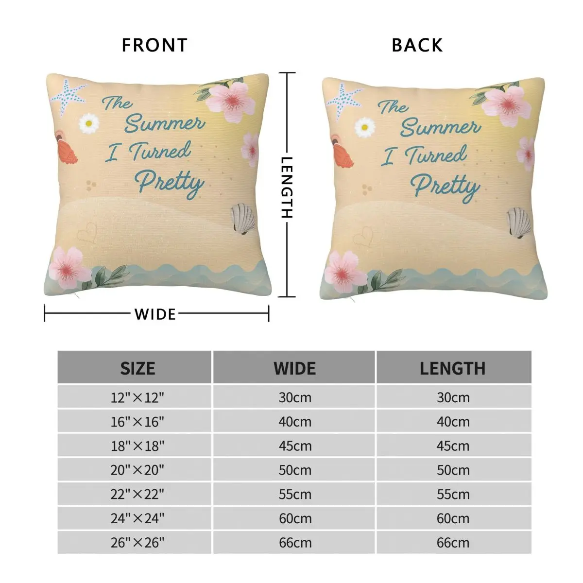 The Summer I Turned Pretty Pillowcase Polyester Linen Velvet Creative Zip Decor Bed Cushion Cover 45x45