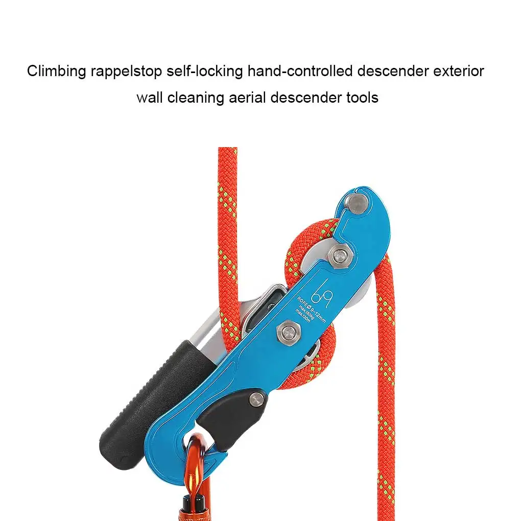 Outdoor Rock Climbing Descent Device Handle-Control Downhill Descender Brake Equipment Wall Cleaning Outdoor Emergency