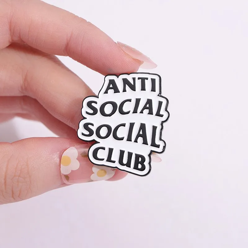 Anti-social Introverts Enamel Pins Custom Social Anxiety Brooches Lapel Badges Cartoon Fun Quotes Jewelry Gift for Kids Friends