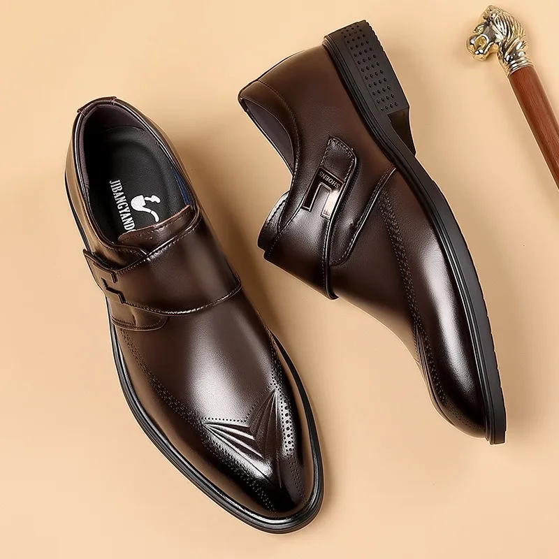 

Men's Fashion Designer Brand Leather Casual Shoes High-end Banquet Groom Wedding Shoes Retro Classic Men's Business Work Shoes
