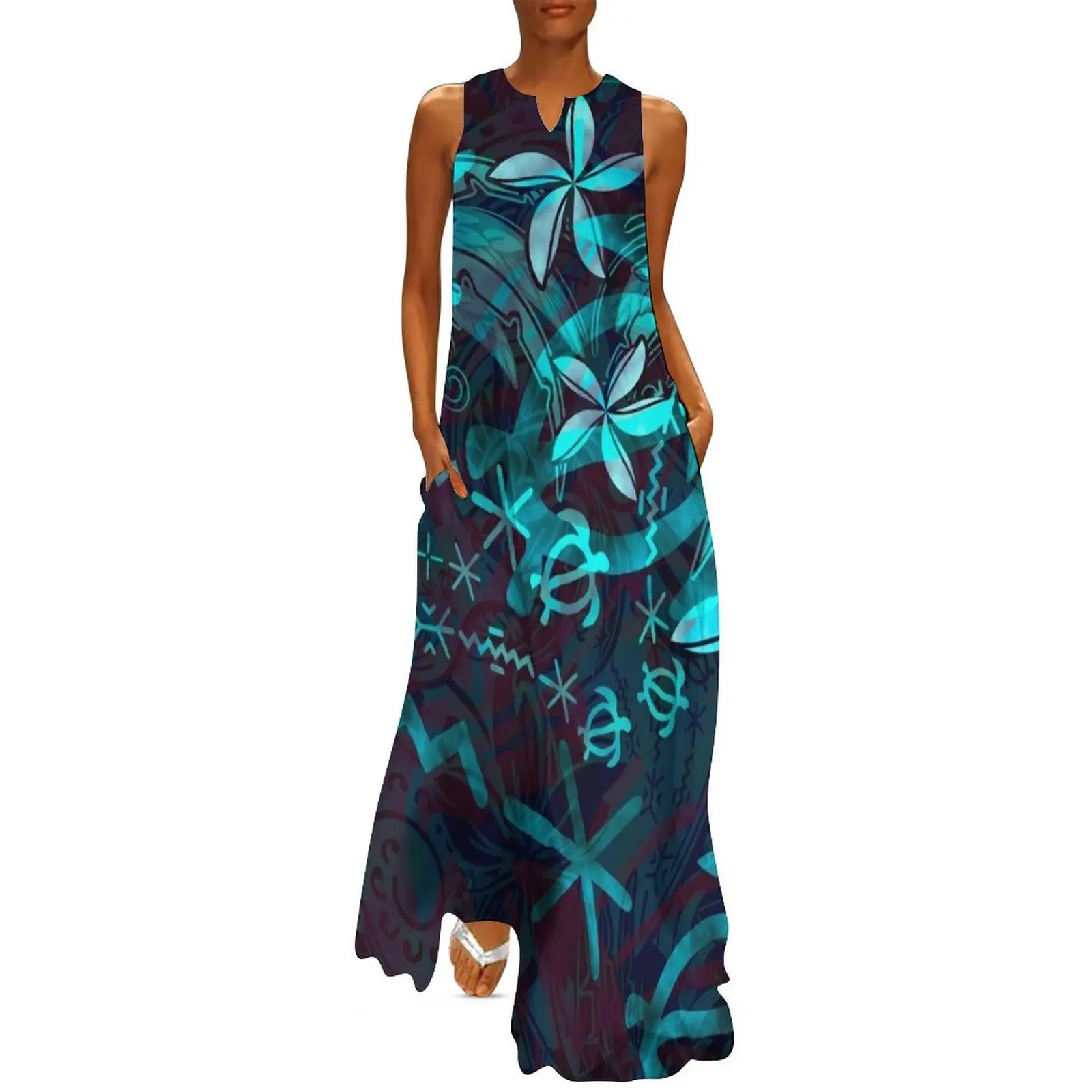 

Hawaiian - Polynesian Tropical Abstract Long Dress summer dress dress for women 2024 summer women"s 2024