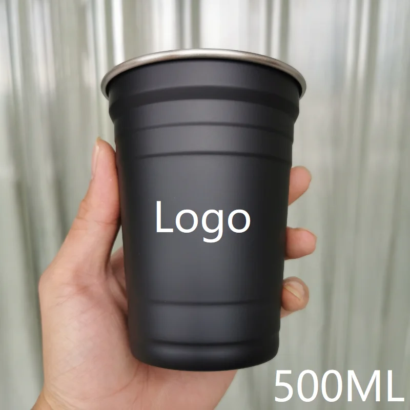 

Drinkware Cup Customized Logo Company Gifts Stainless Steel Cup Beer Mug Milkshake 500ml Outdoor Camping Mug Wholesale Custom