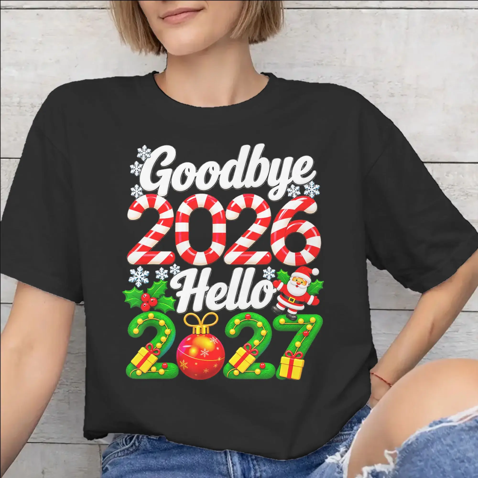 Printed Good Bye 2026 Hello 2027 T Shirt for Men Women  Pure Cotton T-shirts Short Sleeve Clothes