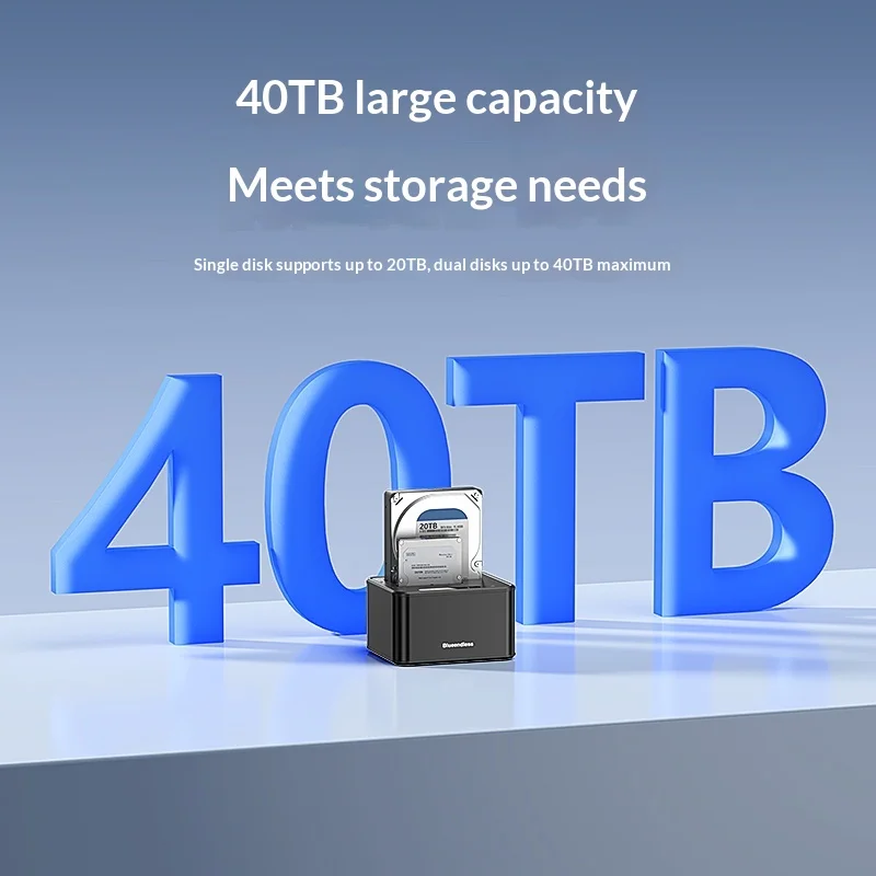 Blueendless Dual Bay Hard Drive Docking Station 2.5 3.5 Inch SATA SAS HDD SSD Dock USB 3.2 5Gbps 40TB External HDD Enclosure view 6
