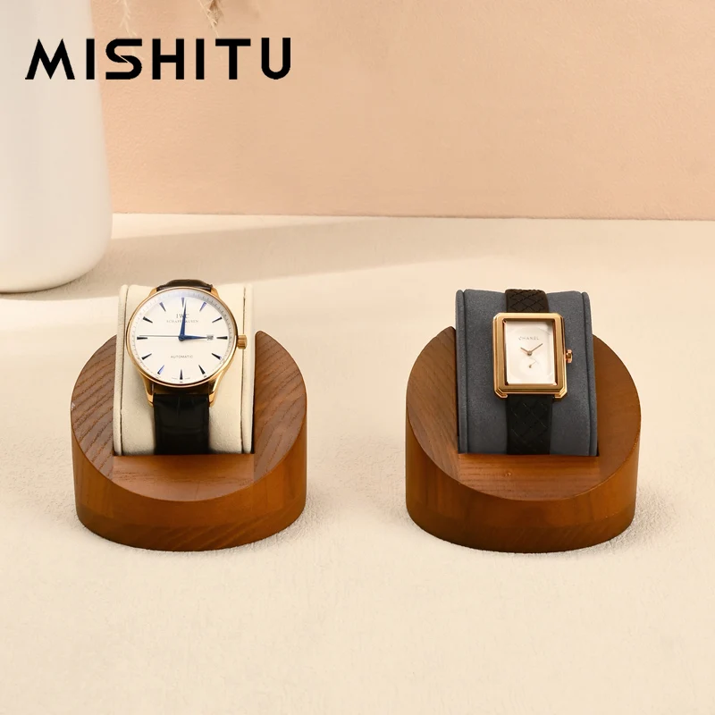 MISHITU Wooden Watch Display Stand Watch Stents Wrist Watch Display Storage Rack With Pillow Jewelry Organizer Watchs Exhibition