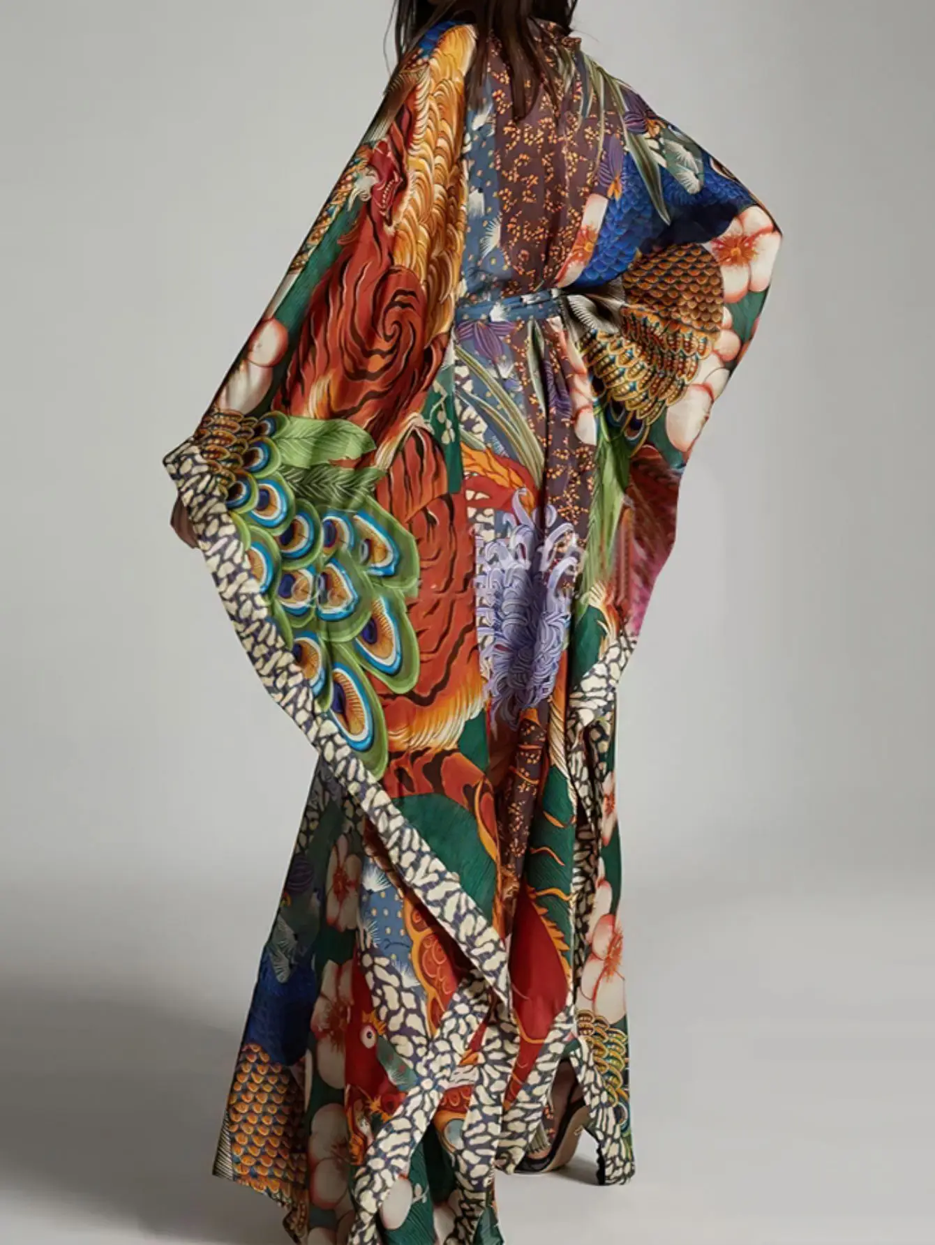 MAKABO Kaftan Dresses for Women, V Neck Moo Moos Colorful Print Cover Ups Caftan Beach Dresses for Swimwear