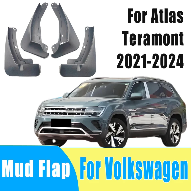 

4pcs Auto Mudguard Waterproof Prevent Mud Splashing Car Mud Flap Fender Accessory For Volkswagen Atlas Teramont 2021-2024 2023