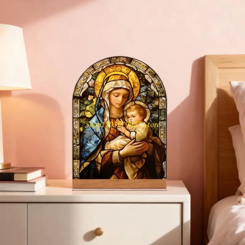 C4DF Religious Gift Acrylic Catholic Statue for Celebration Housewarming Christian Adornment Meaningful Faith Share Souvenir