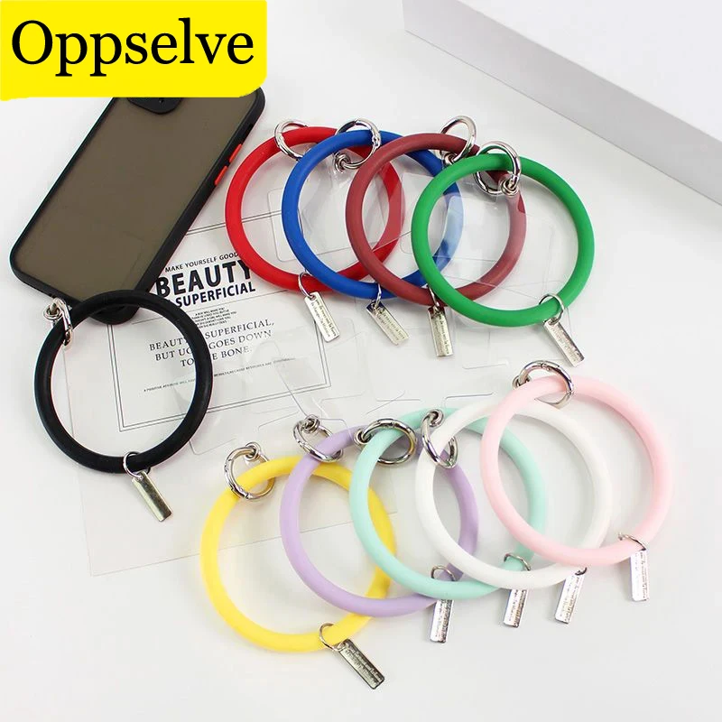 Round Soft Silicone Chain High Qyality Phone Rope Hanging Strap Anti-Loss Bracelet Bangle For iPhone 12 13 14 15 16 Pro Max Plus