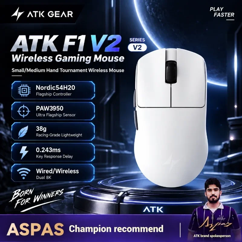 ATK ATK F1 V2 Extreme Wireless Gaming Mouse 39g Lightweight PAW3950 Ultra Dual 8K Low Latency Ergonomic Esports PC Gamer Accessory - Aliexpress Deal