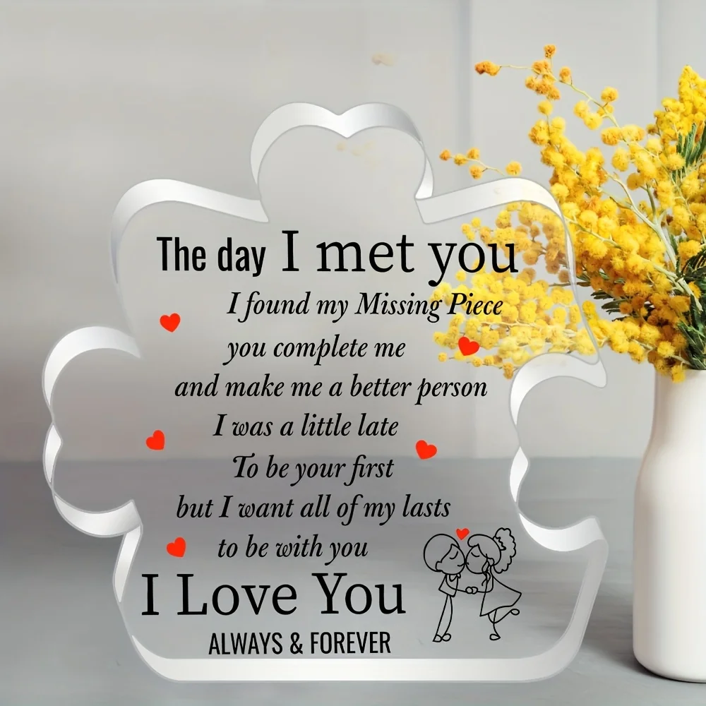 2D Flat Acrylic Puzzle Logo I Love You Message Desktop Decoration Perfect Valentines Day Anniversary Birthday Gift Her Him
