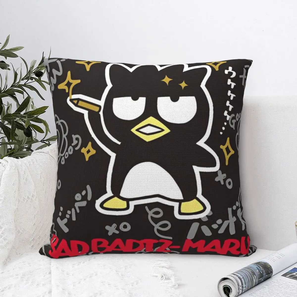 Sanrio Badtz Maru Pillow Covers Printed Polyester Cushion Cover Decor Throw Pillow Case Cover Home Zipper 45X45cm Multi-Size