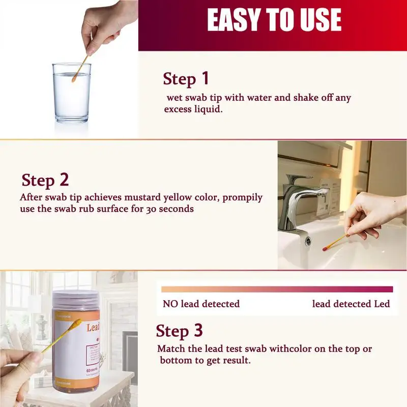 Lead Testing Strips 30-PiecesLead Test Kit With Testing Swabs Rapid Test Results In 30 Seconds Lead Testing Strips For All