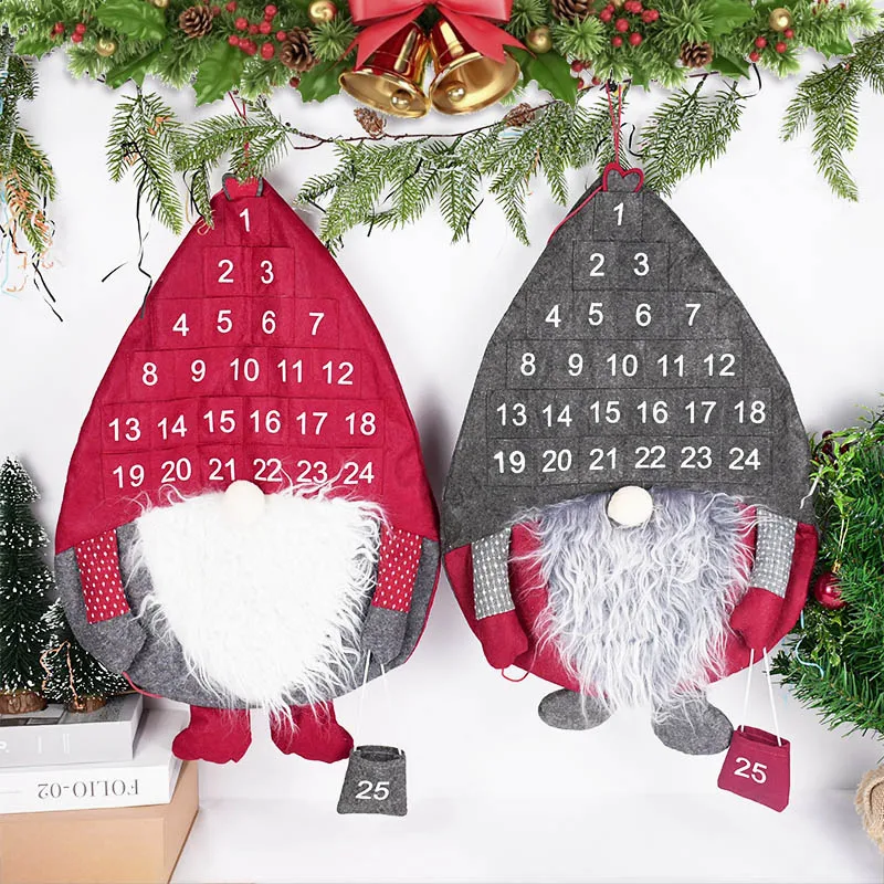 

Faceless Santa Claus Doll Calendar Advent Countdown Ornaments Merry Christmas Home Door Wall Hanging New Year Noel Party Gifts