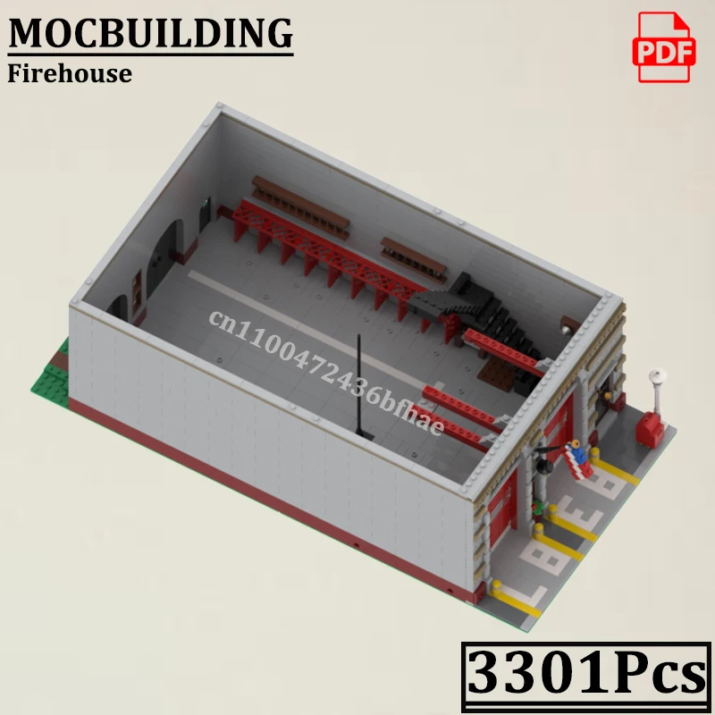 Modular Firehouse Bricks City Fire house City Street View Firestation MOCBUILDING Fire Station Blocks Construction Toys