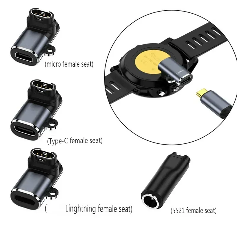 Adaptador de carregador usb para garmin fenix 7/6/5 para instinto 2s venu 2 plus epix para erunner 745 conversor de carregamento de relógio