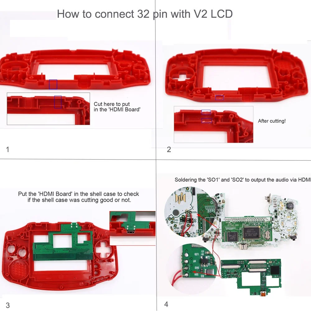 Mod HDMI 32Pin 40pin do GBA, Zestaw Adaptera HDMI, Konwerter HDTV, Zestaw Mod PCB do Gameboy Advance GBA — zdjęcie produktu 4