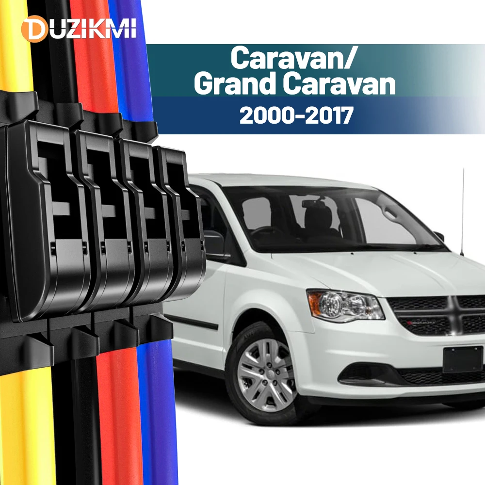Para Dodge Caravan Grand Caravan 2000-2017 2011 2012 2013 2014 2015 2016 2 uds limpiaparabrisas delantero rojo azul