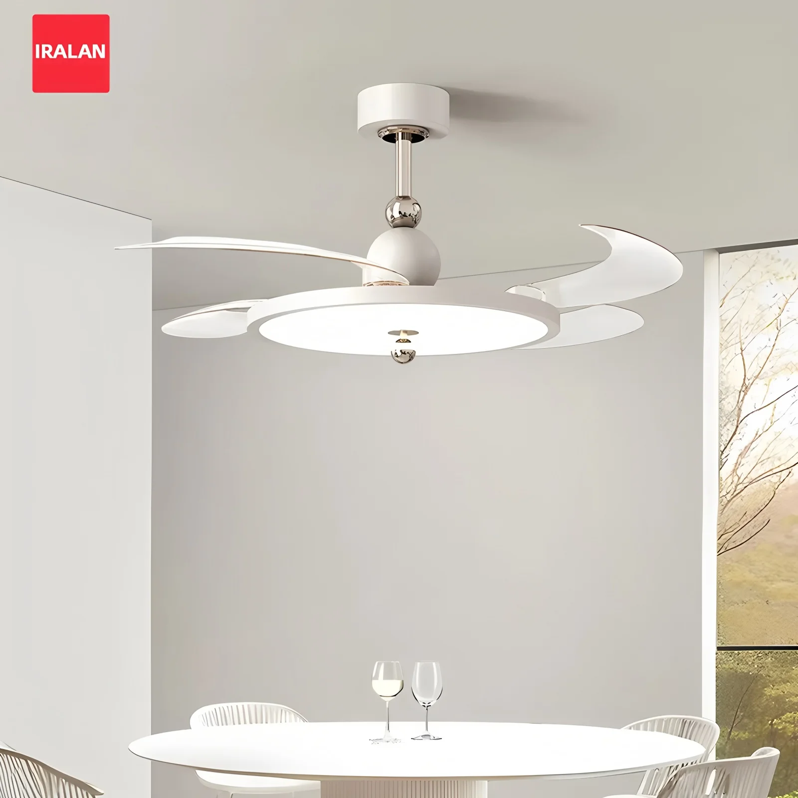 Minimalist Invisible Ceiling Fan Ventilation Pendant Light Bedroom Dining Living Room Ceiling Fan with Light with Remote Control