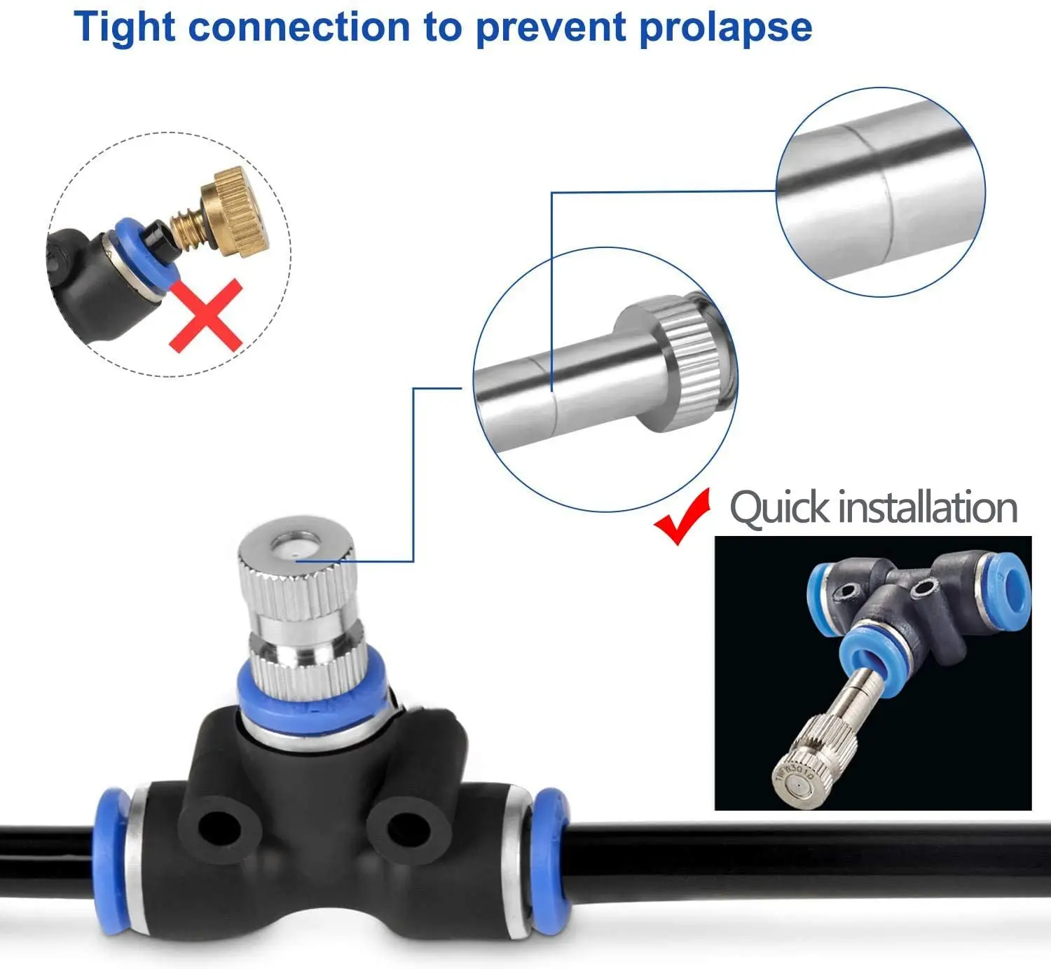 20Pcs Low Pressure Misting Cooling System Atomizing Nozzle 6mm Slip Lock Quick Connectors Humidify Watering Landscapingc Sprayer