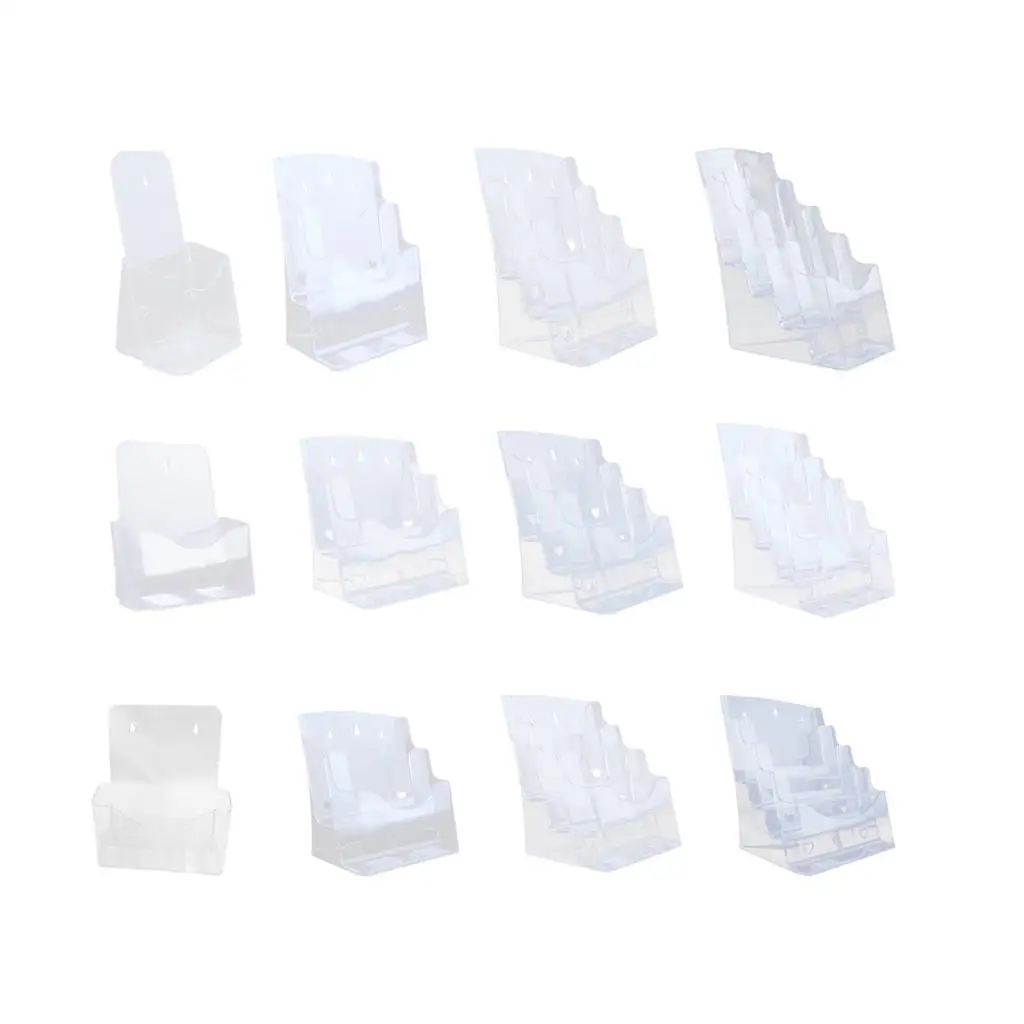 Clear Countertop Brochure Holder Slanted Back Flyer Display Non Slip Acrylic Stand for Office Meetings Hotel