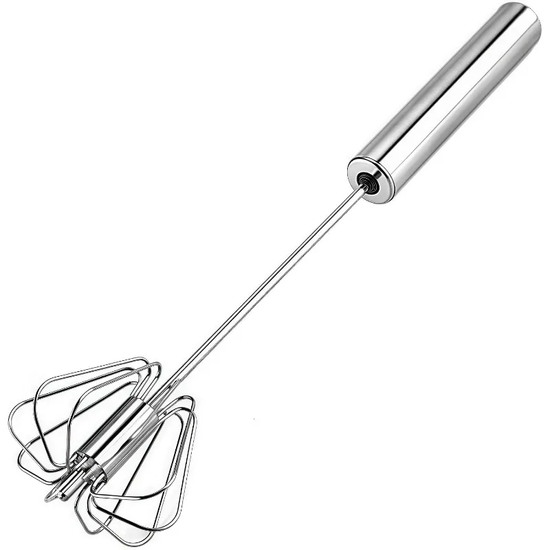 Stainless Steel Egg Whisk, Hand Push Rotary Whisk Blender, Versatile Milk Frother, Hand Push Mixer Stirrer for Blending, Whisking, Beating & Stirring (12in)