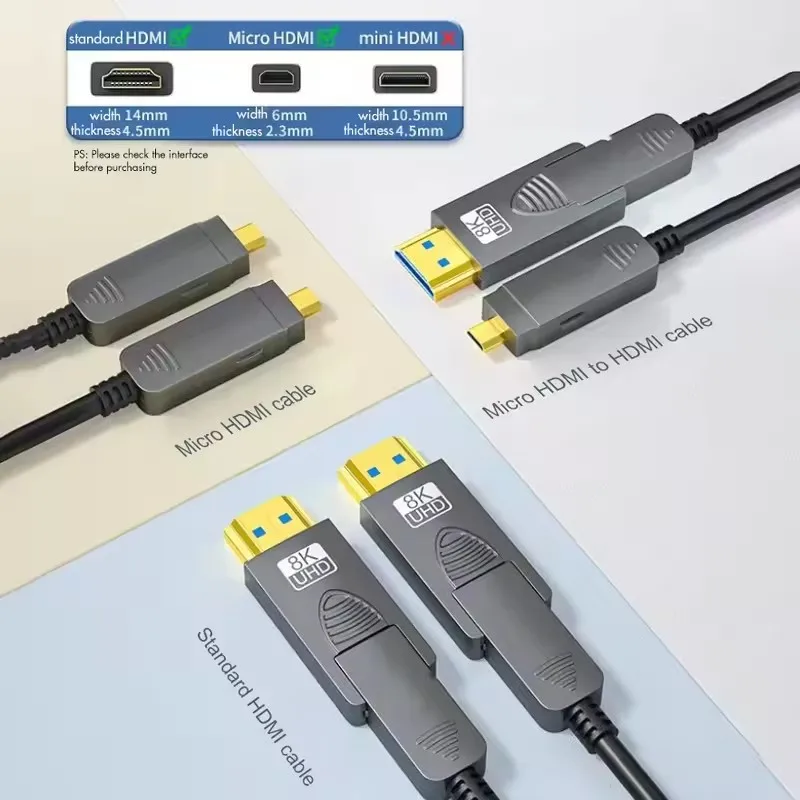 Fiber Optic HDMI 2.1 Cable 48Gbps Ultra High Speed HDMI Cables 8K60Hz 4K120Hz eARC HDCP 2.2&2.3 HDR10 Dolby for PS5 Xbox TV 4K