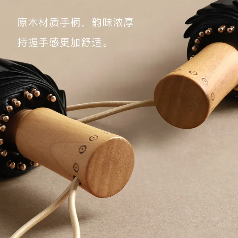 16 Ribs Triple Folding Wooden Handle Windproof Umbrella, Business Advertising Custom Logo Sun Rain Umbrella, Promotional Parasol