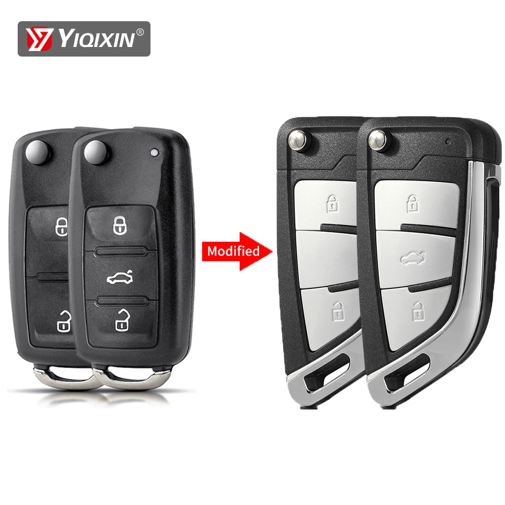 Modified Remote Car Key Shell For VW Volkswagen Caddy Golf 6 Tiguan Touran Passat Polo B5 Jetta CC Skoda Seat MK5 Beetle MK6