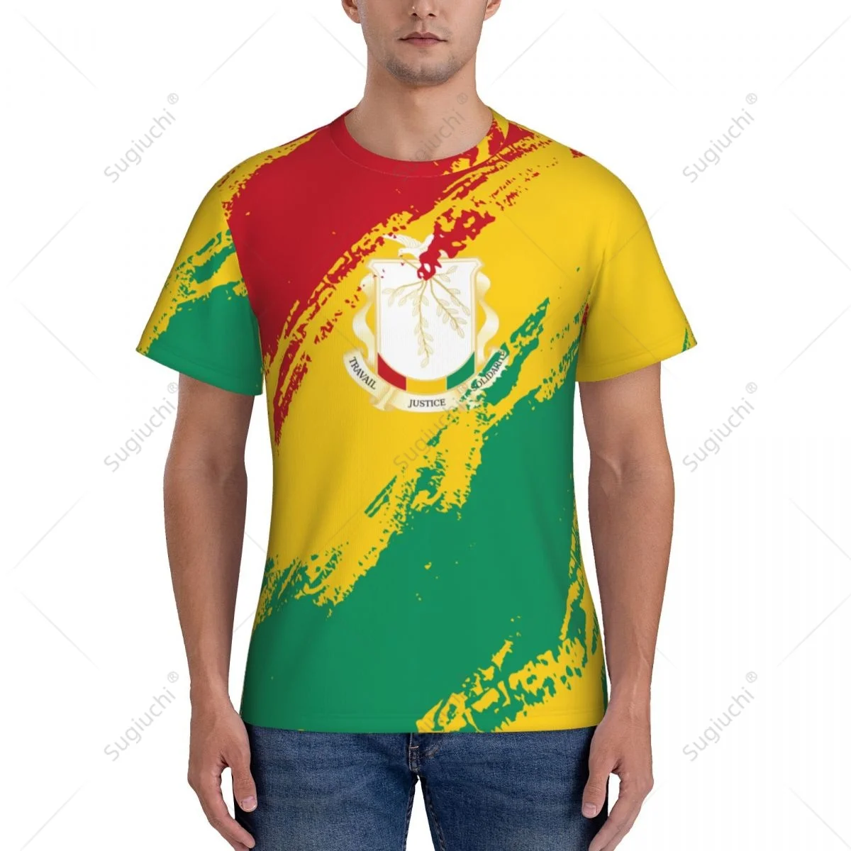 Custom Name Nunber Guinea Flag Color Men Tight Sports T-shirt Women Tees jersey For Soccer Football Fans