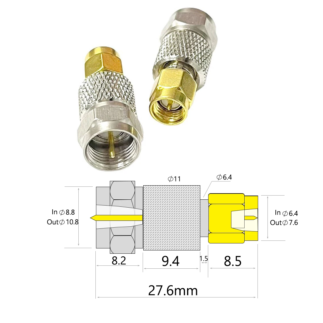 1PC  SMA Male Female to F Plug Jack RF Adapter Connector Data Drawing Straight Type Wholesale New