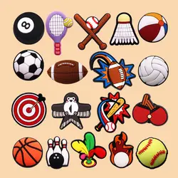 Original 1pcs Ball Sports PVC Shoe Buckle Accessories Badminton Volleyball Bowling Tennis Shoes Charms Clogs Pins Friends Gifts