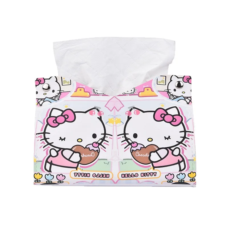 Hello Kitty Cute Cartoon Tissue Box Car Home Desktop Decoration Ornament Children Festival Kawaii Gift Women Products Wholesale