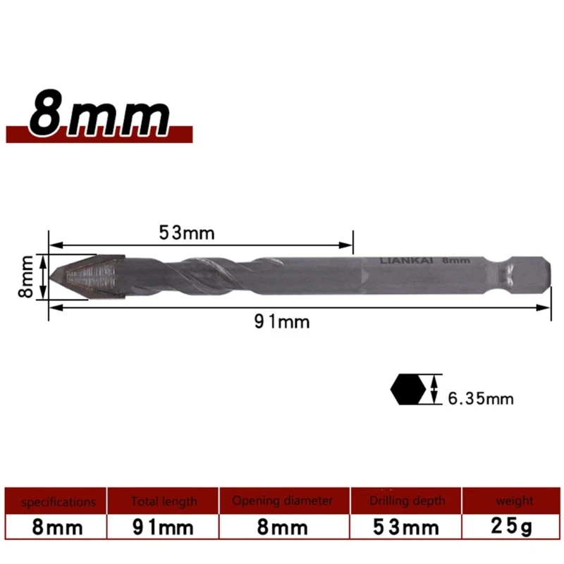 Đầu xiên Mũi khoan lệch tâm Mũi tuốc nơ vít Nề & Mũi khoan bê tông 1/4 "Tay cầm lục giác cho gạch, ngói, măng,