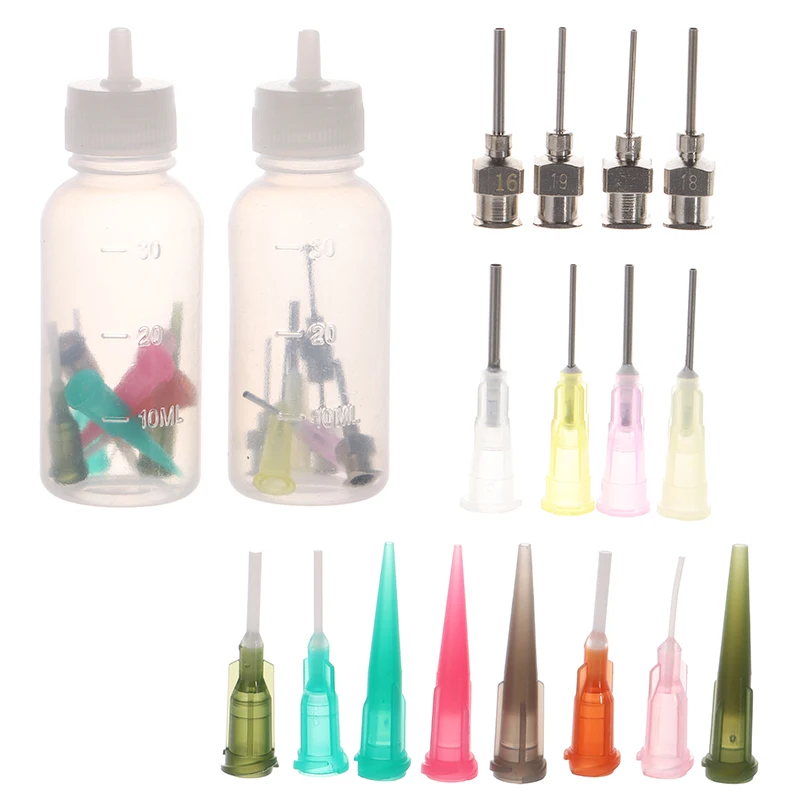 2Pc 30ML Bottles for Henna Paste Body Painting Applicator Bottle With Nozzle Sealing Cap+16 Needles Tools For Tattoo Accessorie