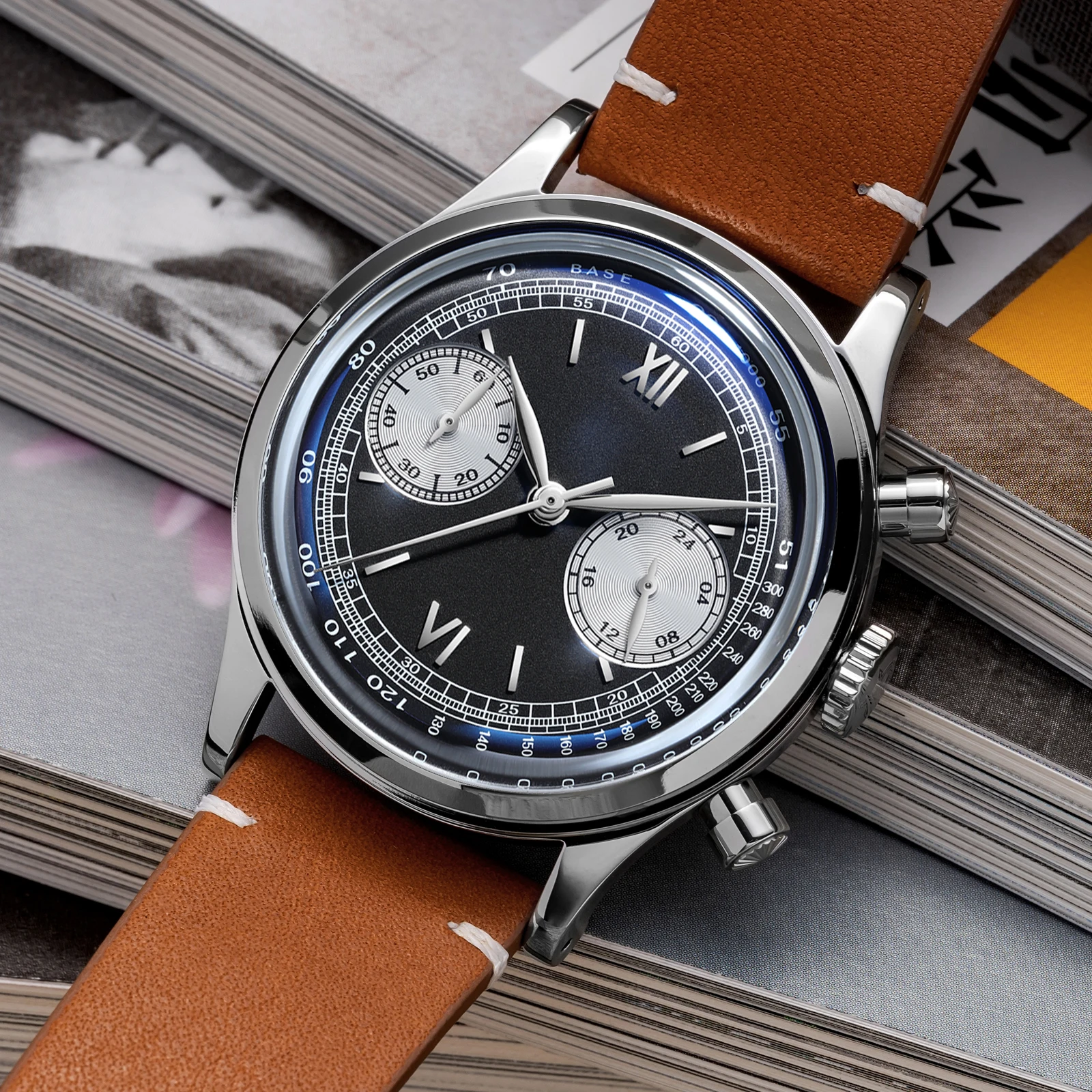 

ADDIESDIVE Men Watch 38mm Retro Fashion Multifunctional Chronograph Leather Strap Quartz Watch 100m Waterproof Relojo Masculino