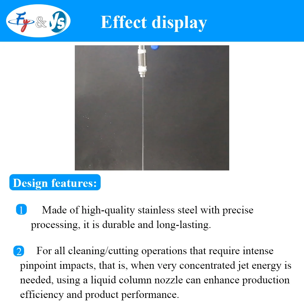 High Pressure Spray Nozzle 1/4 Thread 0 Degree Solid Cone Straight Solid Stream Washer Nozzle for Pressure Cleaning