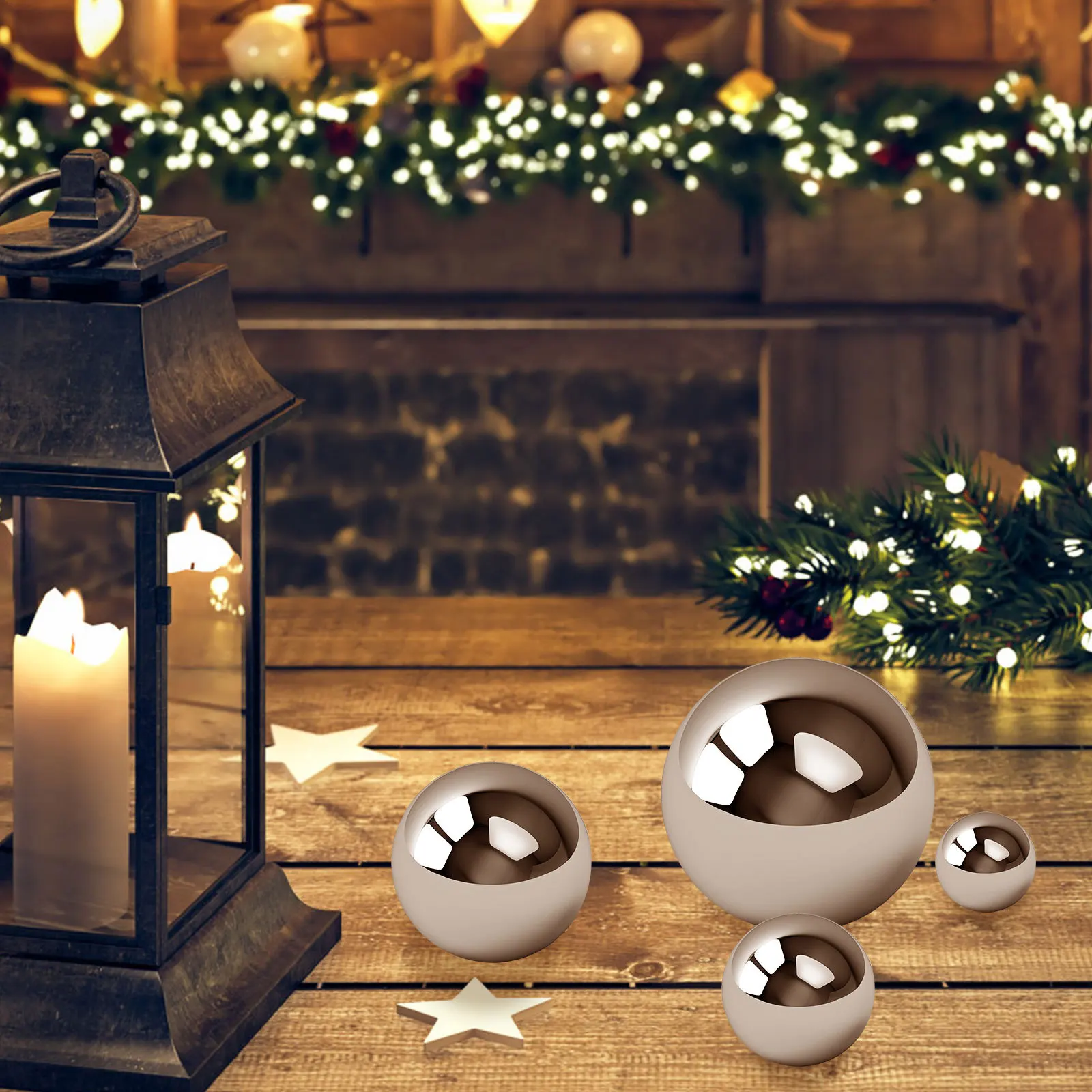 

5pcs Stainless Steel Solid Ball Mirror Polished Garden Sphere Home Decoration Metal Ornament Rustproof Weather Resistant Gazing