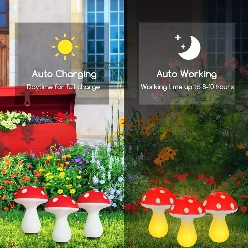

1Set Solar Panel Mushroom Fairy Light Garden Decor Waterproof Night Lamp Yard String Light Pathway Lawn Lamp Garden Light