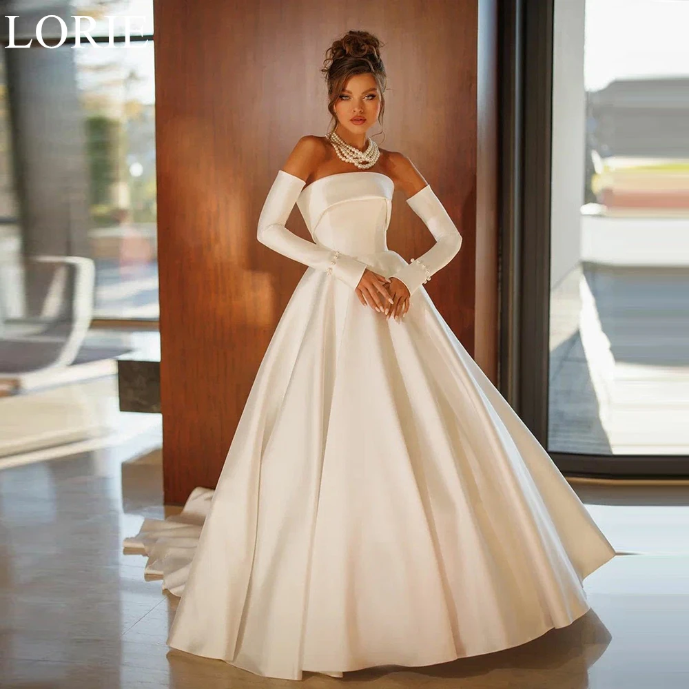 LORIE Elegant Ivory Wedding Dresses Strapless A-Line Pleated Backless Simple Bride Prom Gown 2024 Bridal Gowns Vestidos De Novia