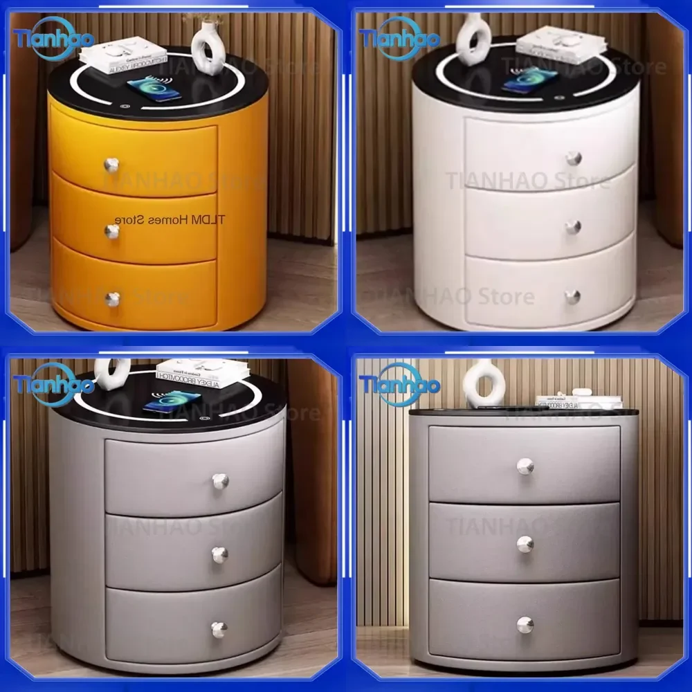 Nordic Stand Drawers Nightstand Table for Narrow Space Minimalist Round Storage Modern Bedside Table Furniture for Bedroom